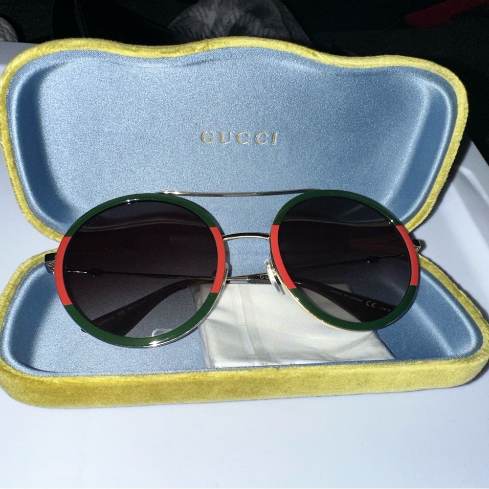 Gucci Sunglasses with Green and Red Accents